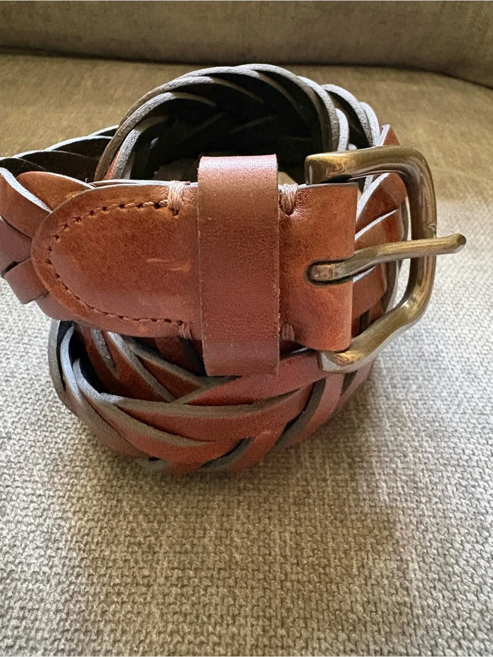Uniqlo Brown Braided Leather Men's Belt - Classic Casual Style